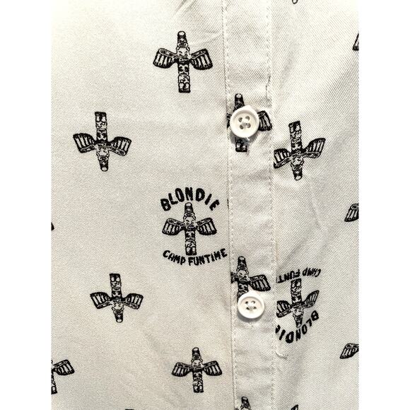Rock by Junkfood White Button Front Blondie Camp Funtime Print Dress Large - Picture 4 of 9